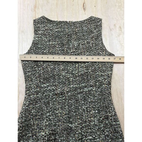 Talbots Tweed Sheath Dress Size 4 Green Brown Sleeveless Wool Blend - Picture 5 of 5